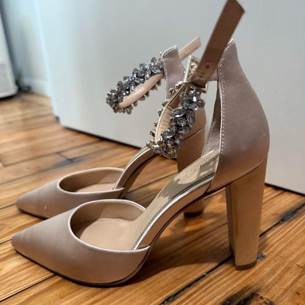 Elegant Satin Heels with Rhinestone Ankle Strap